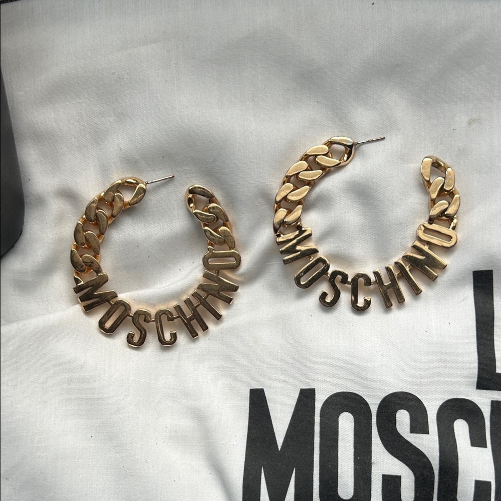 Moschino Gold Statement Hoop Earrings